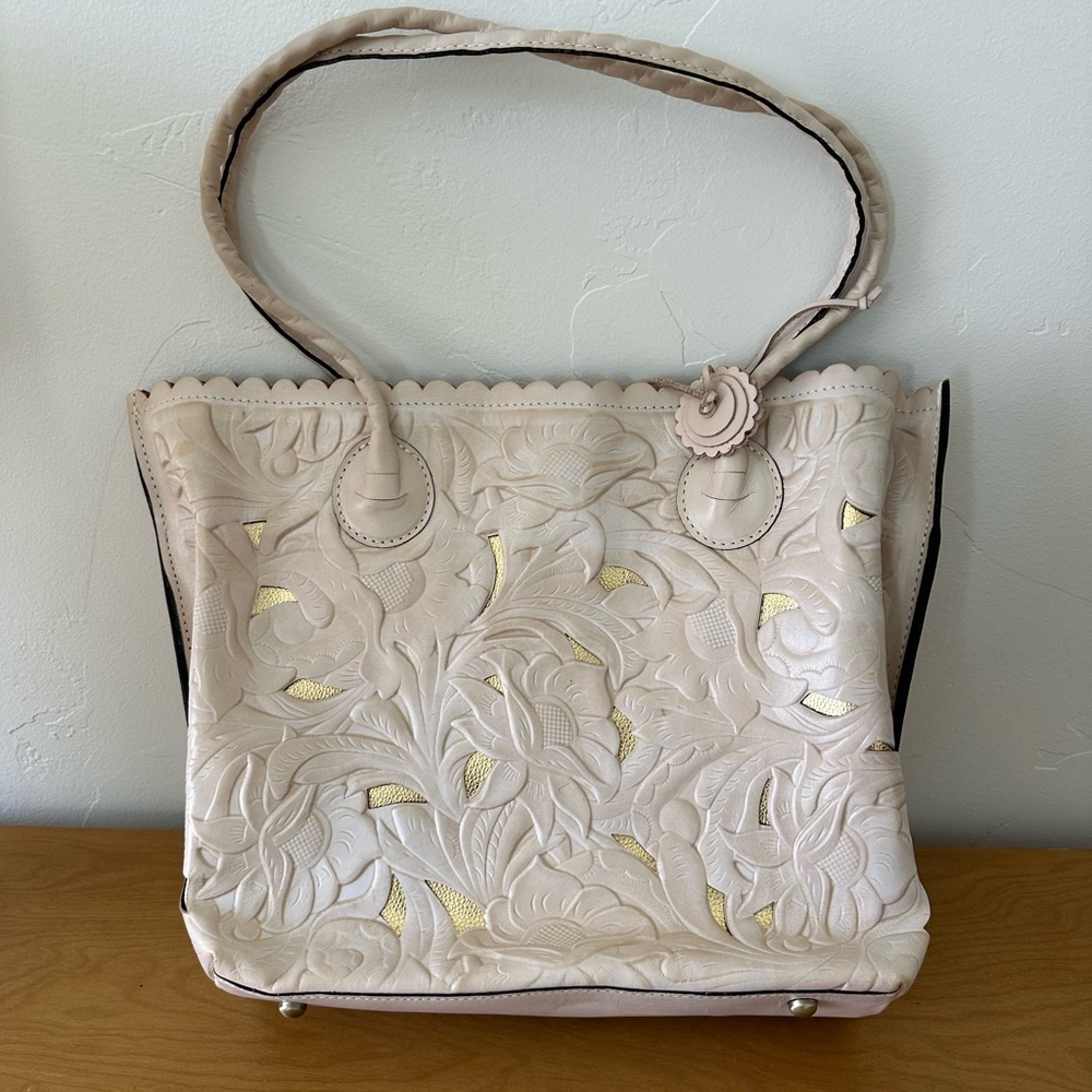 Patricia Nash Cream and Gold Embossed Tote